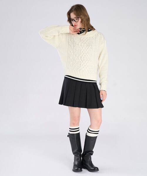 To b. by agnes b.（トゥービーバイアニエスベー）の「ウールアクリルケーブルプルオーバー（ニット/セーター・レディース・ホワイト・FREE）」の9枚目の写真