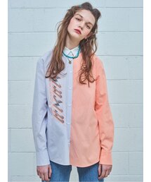 MIMICAWE（ミミカウィ）の「プレイミミプリントオーバーサイズシャツ/オレンジ（シャツ/ブラウス）」