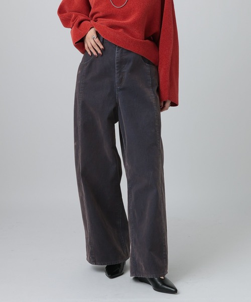 LEPSIM(レプシィム)の「フロッキーデニムパンツ 625432(デニムパンツ・レディース・チャコールグレー/ブラウン・FREE)」の3枚目の写真