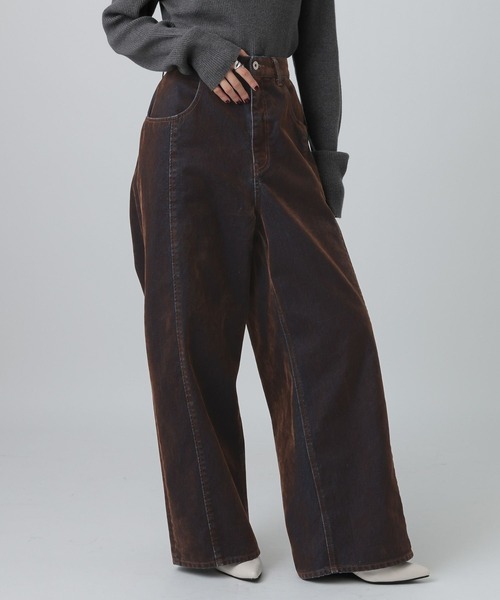 LEPSIM(レプシィム)の「フロッキーデニムパンツ 625432(デニムパンツ・レディース・チャコールグレー/ブラウン・FREE)」の10枚目の写真