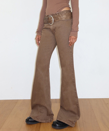 m.m.m（ムー）の「ダイングフレアデニム_ブラウン（デニムパンツ）」