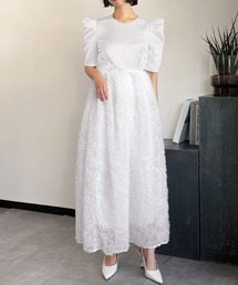 《新色追加》モコモコセットアップドレス チュールフリル ロングスカート セパレート 2点セット 結婚式 ワンピース パーティードレス オケージョンドレス お呼ばれ 二次会 成人式 同窓会 謝恩会《着用動画あり》