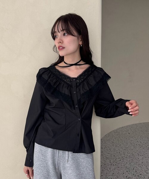 セール】【@lily.s_y企画】Vフリルシェイプブラウス（シャツ/ブラウス