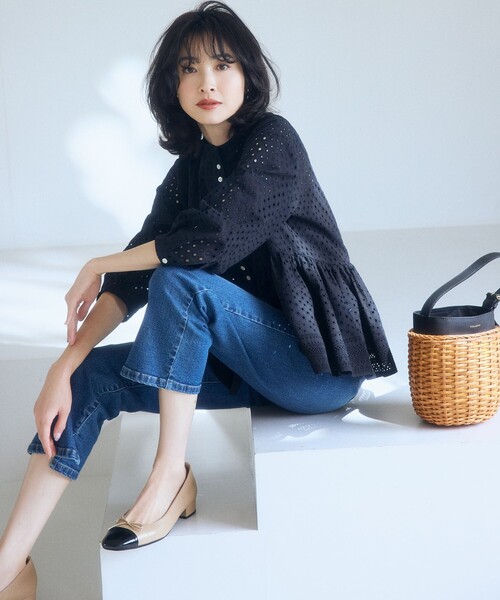 組曲 S(クミキョク チイサイサイズ)の「ミッドデニム パンツ(デニムパンツ・レディース・ネイビー系・S1/S2)」の3枚目の写真