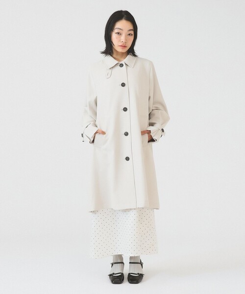 Ray BEAMS(レイビームス)の「ダブルクロス ステンカラー コート(ステンカラーコート・レディース・ホワイト系その他6/ベージュ・0/1)」の1枚目の写真