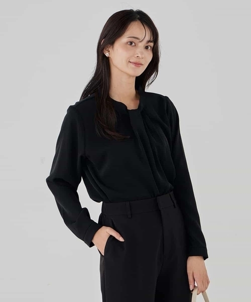 a.v.v（アーヴェヴェ）の「【洗える】ボウタイ風ブラウス（シャツ/ブラウス・レディース・ライトピンク/ブラック/ホワイト・36/38/40）」の3枚目の写真