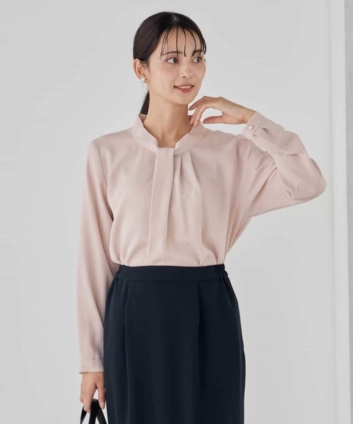 a.v.v（アーヴェヴェ）の「【洗える】ボウタイ風ブラウス（シャツ/ブラウス・レディース・ライトピンク/ブラック/ホワイト・36/38/40）」の4枚目の写真