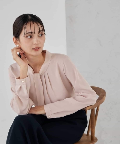 a.v.v（アーヴェヴェ）の「【洗える】ボウタイ風ブラウス（シャツ/ブラウス・レディース・ライトピンク/ブラック/ホワイト・36/38/40）」の11枚目の写真