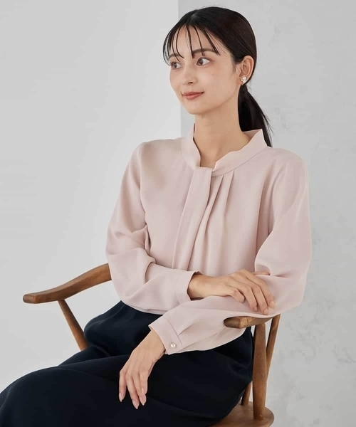 a.v.v（アーヴェヴェ）の「【洗える】ボウタイ風ブラウス（シャツ/ブラウス・レディース・ライトピンク/ブラック/ホワイト・36/38/40）」の13枚目の写真