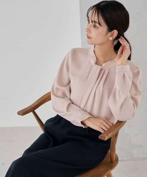 a.v.v（アーヴェヴェ）の「【洗える】ボウタイ風ブラウス（シャツ/ブラウス・レディース・ライトピンク/ブラック/ホワイト・36/38/40）」の14枚目の写真