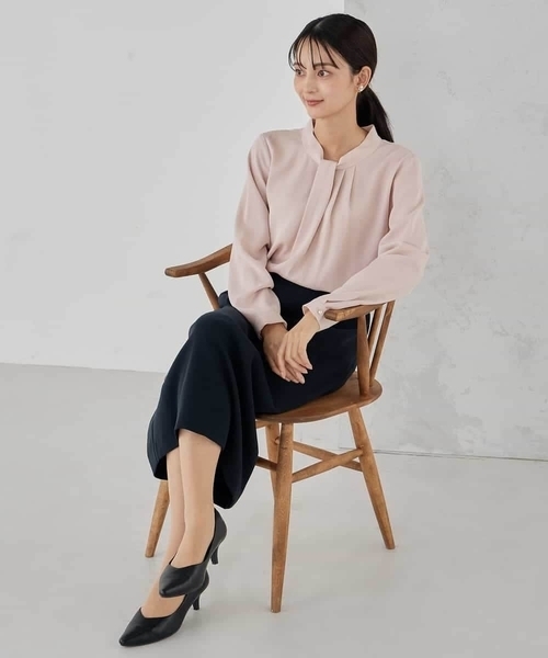 a.v.v（アーヴェヴェ）の「【洗える】ボウタイ風ブラウス（シャツ/ブラウス・レディース・ライトピンク/ブラック/ホワイト・36/38/40）」の15枚目の写真