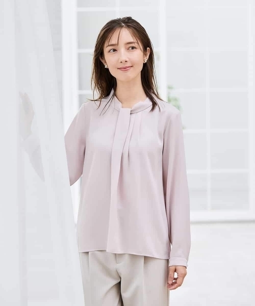 a.v.v（アーヴェヴェ）の「【洗える】ボウタイ風ブラウス（シャツ/ブラウス・レディース・ライトピンク/ブラック/ホワイト・36/38/40）」の19枚目の写真