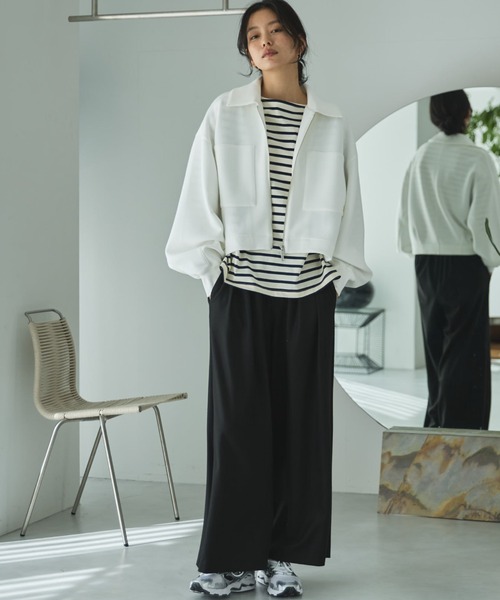 Doux archives（ドゥアルシーヴ）の「【EC限定】モチモチシリーズ/ボンディングクロップドブルゾン（ブルゾン・レディース・オフホワイト/ブラック/ピンク・FREE）」の10枚目の写真