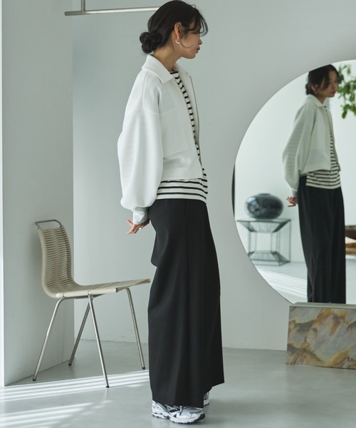 Doux archives（ドゥアルシーヴ）の「【EC限定】モチモチシリーズ/ボンディングクロップドブルゾン（ブルゾン・レディース・オフホワイト/ブラック/ピンク・FREE）」の14枚目の写真