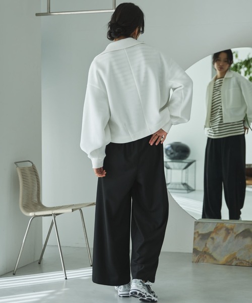 Doux archives（ドゥアルシーヴ）の「【EC限定】モチモチシリーズ/ボンディングクロップドブルゾン（ブルゾン・レディース・オフホワイト/ブラック/ピンク・FREE）」の16枚目の写真