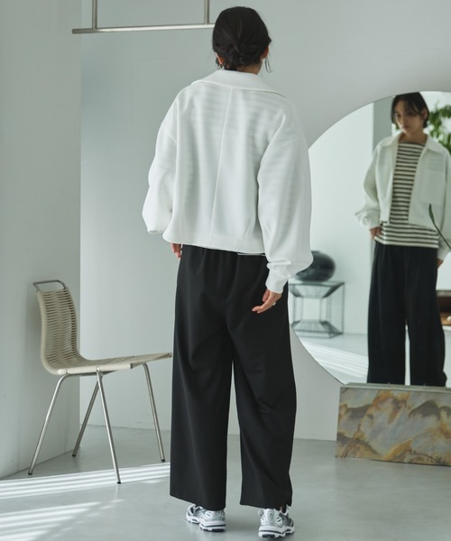 Doux archives（ドゥアルシーヴ）の「【EC限定】モチモチシリーズ/ボンディングクロップドブルゾン（ブルゾン・レディース・オフホワイト/ブラック/ピンク・FREE）」の17枚目の写真