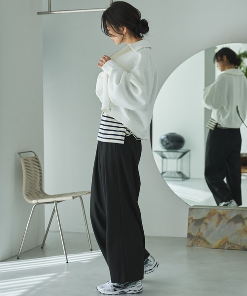 Doux archives（ドゥアルシーヴ）の「【EC限定】モチモチシリーズ/ボンディングクロップドブルゾン（ブルゾン・レディース・オフホワイト/ブラック/ピンク・FREE）」の18枚目の写真