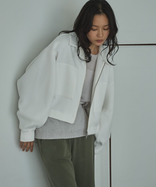 セール】【EC限定】モチモチシリーズ/ボンディングクロップドブルゾン