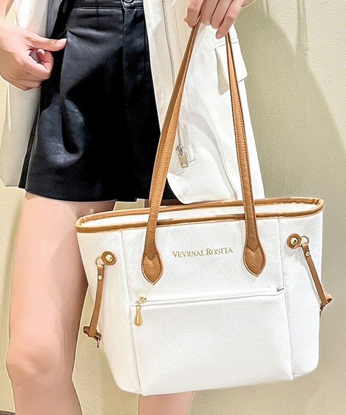 florist（フローリスト）の「レザータッチバイカラートートバッグ/ビジネスバッグ/オフィスバッグ（ビジネスバッグ・レディース・モカ/ホワイト/ブラック・FREE）」の6枚目の写真