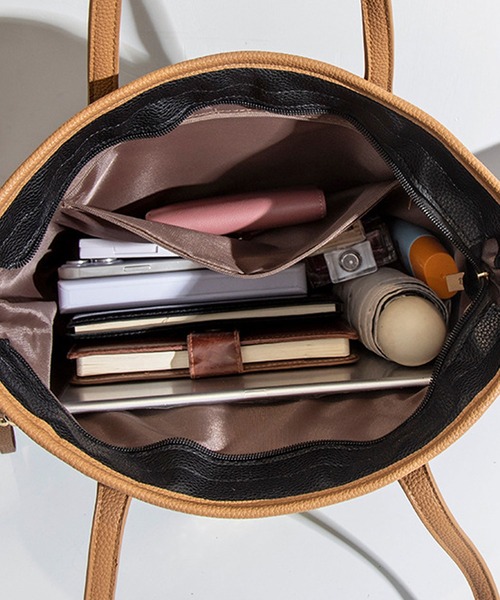 florist（フローリスト）の「レザータッチバイカラートートバッグ/ビジネスバッグ/オフィスバッグ（ビジネスバッグ・レディース・モカ/ホワイト/ブラック・FREE）」の7枚目の写真