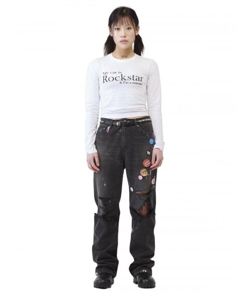 JOEGUSH（ジョーガッシュ）の「My cat is Rockstar L/S (CROP VER.) (White)（Tシャツ/カットソー・レディース・その他・ONE SIZE）」の3枚目の写真