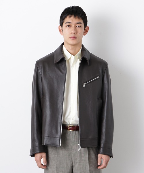 NANO universe（ナノユニバース）の「ラムナッパレザーライダースジャケット（ライダースジャケット・メンズ・ブラック/ブラウン・M/L）」の2枚目の写真