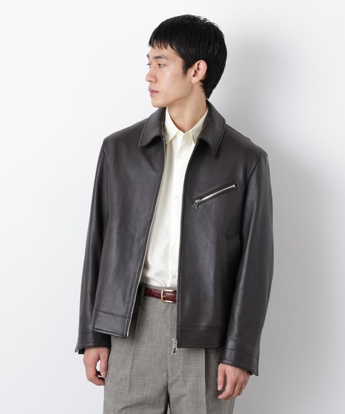NANO universe（ナノユニバース）の「ラムナッパレザーライダースジャケット（ライダースジャケット・メンズ・ブラック/ブラウン・M/L）」の3枚目の写真