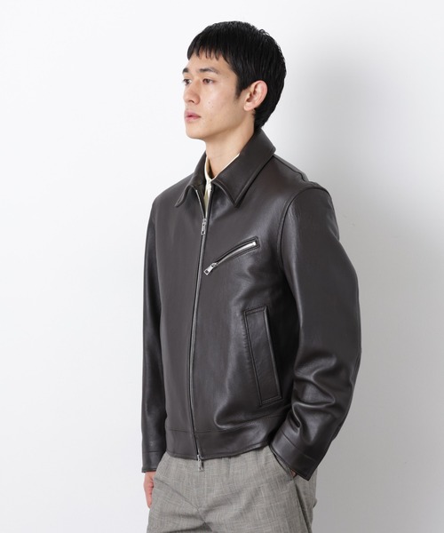 NANO universe（ナノユニバース）の「ラムナッパレザーライダースジャケット（ライダースジャケット・メンズ・ブラック/ブラウン・M/L）」の4枚目の写真