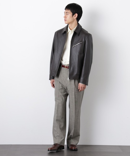 NANO universe（ナノユニバース）の「ラムナッパレザーライダースジャケット（ライダースジャケット・メンズ・ブラック/ブラウン・M/L）」の7枚目の写真