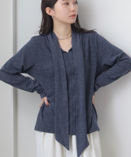 Bou Jeloud（ブージュルード）の「前後２ＷＡＹリボンタイカットソー（Tシャツ/カットソー・レディース・オフホワイト/グレー/ブラック/ネイビー・FREE）」の4枚目の写真