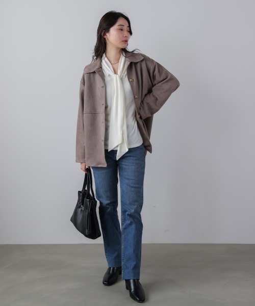 Bou Jeloud（ブージュルード）の「前後２ＷＡＹリボンタイカットソー（Tシャツ/カットソー・レディース・オフホワイト/グレー/ブラック/ネイビー・FREE）」の7枚目の写真