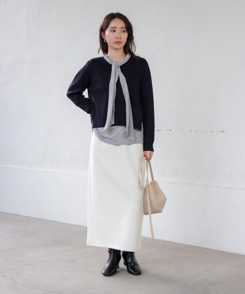 Bou Jeloud（ブージュルード）の「前後２ＷＡＹリボンタイカットソー（Tシャツ/カットソー・レディース・オフホワイト/グレー/ブラック/ネイビー・FREE）」の13枚目の写真