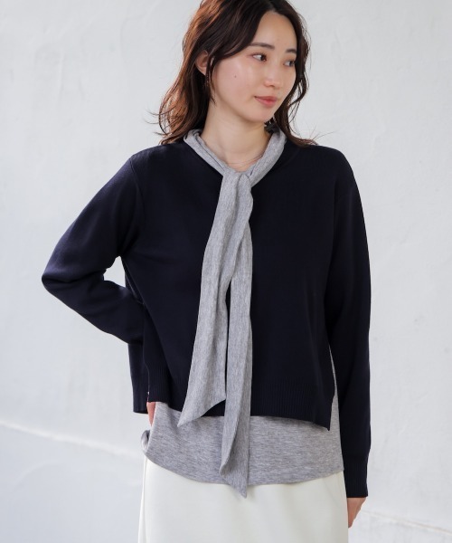 Bou Jeloud（ブージュルード）の「前後２ＷＡＹリボンタイカットソー（Tシャツ/カットソー・レディース・オフホワイト/グレー/ブラック/ネイビー・FREE）」の14枚目の写真