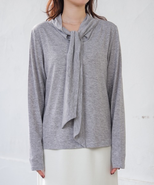 Bou Jeloud（ブージュルード）の「前後２ＷＡＹリボンタイカットソー（Tシャツ/カットソー・レディース・オフホワイト/グレー/ブラック/ネイビー・FREE）」の16枚目の写真