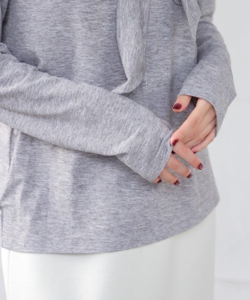 Bou Jeloud（ブージュルード）の「前後２ＷＡＹリボンタイカットソー（Tシャツ/カットソー・レディース・オフホワイト/グレー/ブラック/ネイビー・FREE）」の18枚目の写真