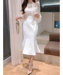 マーメイドレース切替ロングワンピース 結婚式 入学式 卒業式 成人式 パーティー セレモニー