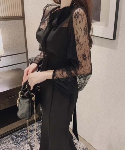 MAISON DE THERESE(メゾン ド テレーズ)の「マーメイドレース切替ロングワンピース 結婚式 入学式 卒業式 成人式 パーティー セレモニー(ワンピース・レディース・ブラック/ピンク/ホワイト・M)」の6枚目の写真