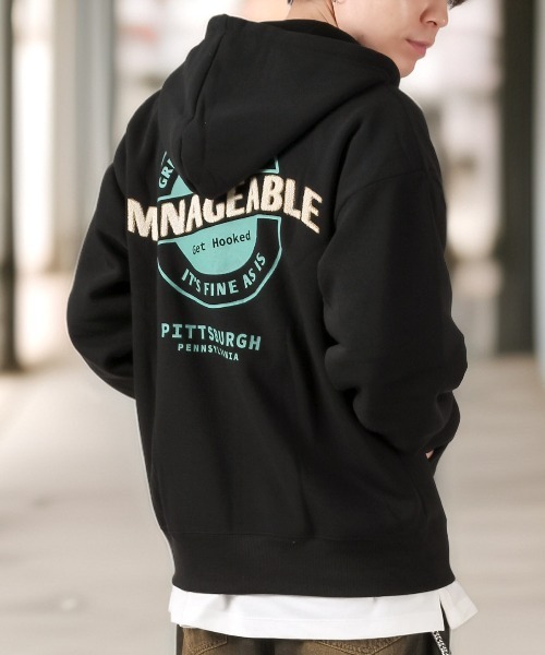 LUXSTYLE(ラグスタイル)の「裏起毛ワイドシルエットジップパーカー(パーカー・メンズ・ブラック/杢グレー・M/L)」の1枚目の写真