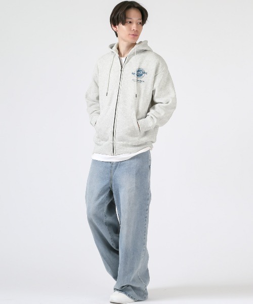 LUXSTYLE(ラグスタイル)の「裏起毛ワイドシルエットジップパーカー(パーカー・メンズ・ブラック/杢グレー・M/L)」の6枚目の写真