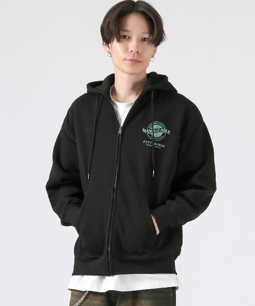 LUXSTYLE(ラグスタイル)の「裏起毛ワイドシルエットジップパーカー(パーカー・メンズ・ブラック/杢グレー・M/L)」の8枚目の写真