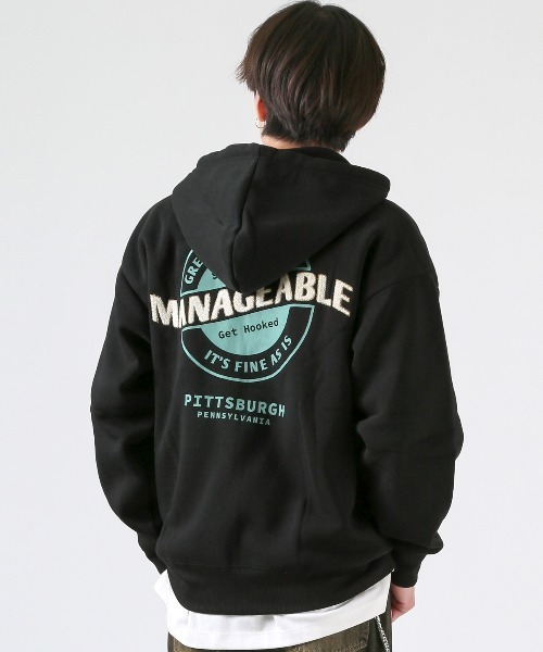 LUXSTYLE(ラグスタイル)の「裏起毛ワイドシルエットジップパーカー(パーカー・メンズ・ブラック/杢グレー・M/L)」の9枚目の写真