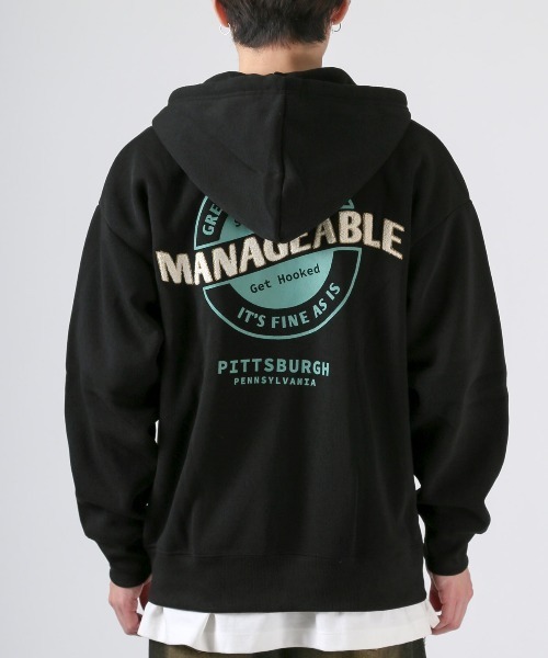 LUXSTYLE(ラグスタイル)の「裏起毛ワイドシルエットジップパーカー(パーカー・メンズ・ブラック/杢グレー・M/L)」の13枚目の写真
