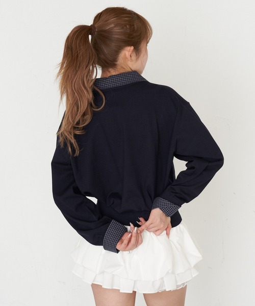 RAY CASSIN（レイカズン）の「襟付V胸刺繍ニット（ニット/セーター・レディース・グレー/アイボリー/ライトベージュ/ネイビー・FREE）」の15枚目の写真