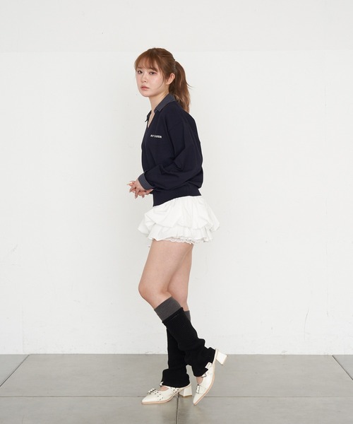 RAY CASSIN（レイカズン）の「襟付V胸刺繍ニット（ニット/セーター・レディース・グレー/アイボリー/ライトベージュ/ネイビー・FREE）」の17枚目の写真