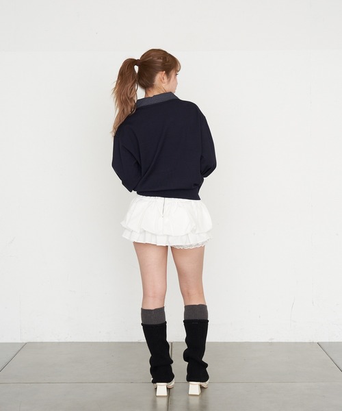 RAY CASSIN（レイカズン）の「襟付V胸刺繍ニット（ニット/セーター・レディース・グレー/アイボリー/ライトベージュ/ネイビー・FREE）」の18枚目の写真