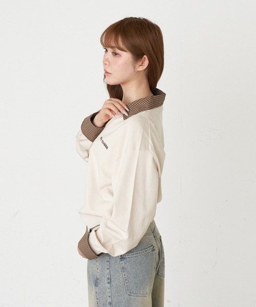 RAY CASSIN（レイカズン）の「襟付V胸刺繍ニット（ニット/セーター・レディース・グレー/アイボリー/ライトベージュ/ネイビー・FREE）」の22枚目の写真