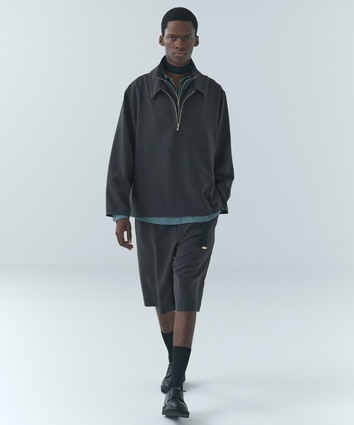 CULLNI（クルニ）の「Relax Dry Stretch Half Zip Layerd Collar Pullover（Tシャツ/カットソー・メンズ・チャコール/アッシュブラウン/ブルーグリーン/ブラック・2/1/0）」の6枚目の写真