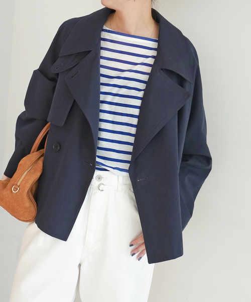 Spick & Span（スピックアンドスパン）の「ソフトツイルショートトレンチコート（トレンチコート・レディース・ネイビー/ベージュ・38/36）」の15枚目の写真