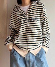 BROKEN BASE（ブロークンベース）の「B.Base Border Double-Zip Hoodie / B.Base ボーダーダブルジップフーディー（パーカー）」