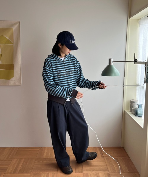BROKEN BASE（ブロークンベース）の「B.Base Border Double-Zip Hoodie / B.Base ボーダーダブルジップフーディー（パーカー・メンズ・グレー系/ブルー系/ブラック系/カーキ系/アイボリー系/ブラウン系・SMALL/MEDIUM/LARGE）」の21枚目の写真